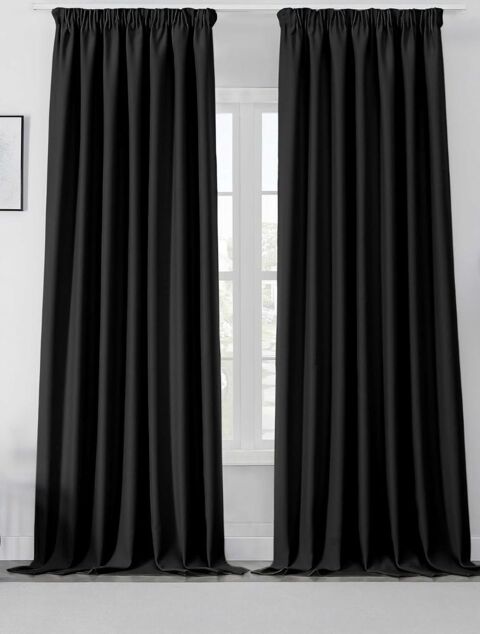 Rideau Occultant Isolant Thermique Noir Galon Fronceur Anti Bruit Opaque Decoration pour Fenetre Salon Chambre 2 Pièces L132 x H245 cm 20 Paris 12 (75)