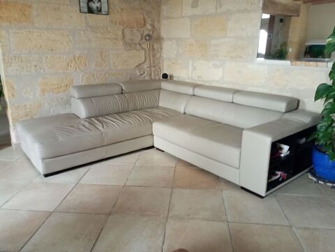 canap� d'angle cuir beige 300 Vignonet (33)