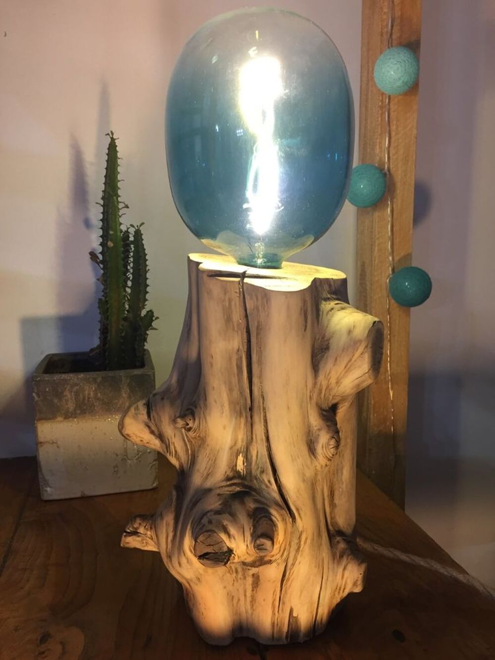 Lampe b&ucirc;che en bois Décoration