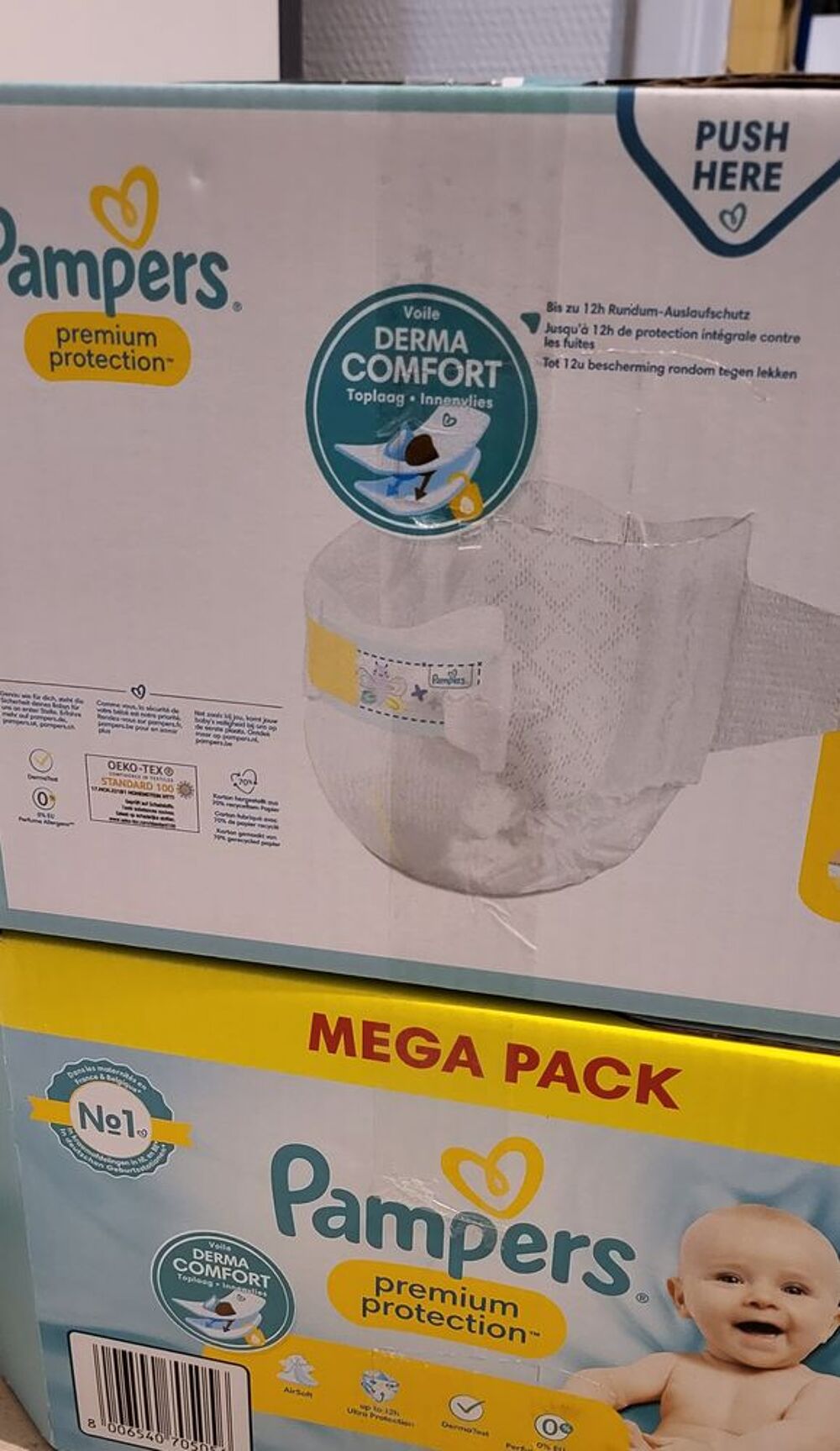 2 packs de 114 couches pampers premium. T.2. 4/8 kilos.Neuf Pu�riculture