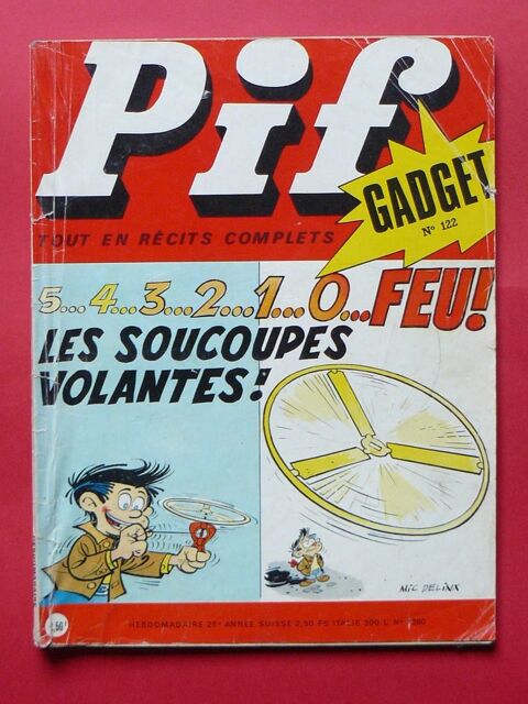 Revue Pif N122 de 1971 -Editions Vaillant - gadget absent 8 Argenteuil (95)