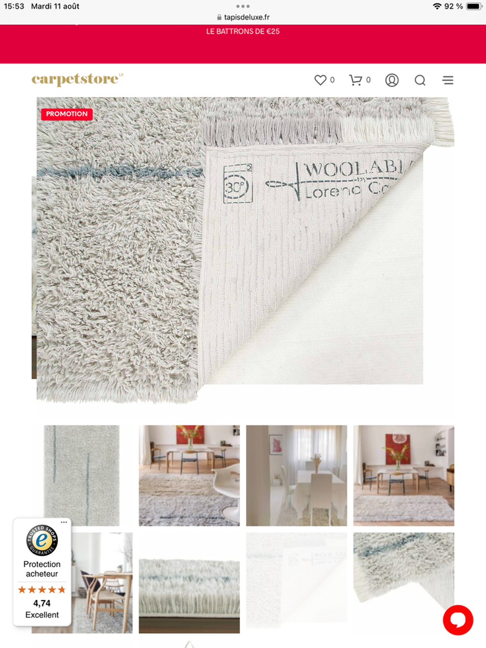Tapis neuf en laine Lorena canals 170x240 cm Décoration