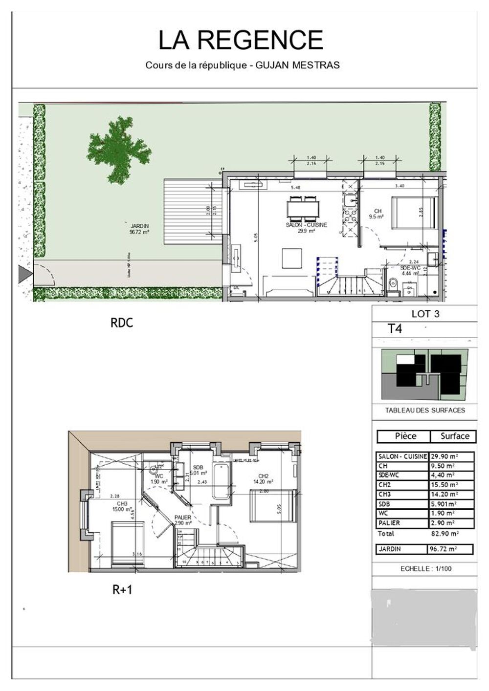 Location Maison logement 4 chbres hyper-centre GM Jardin 97m² calme+ Bordeaux
