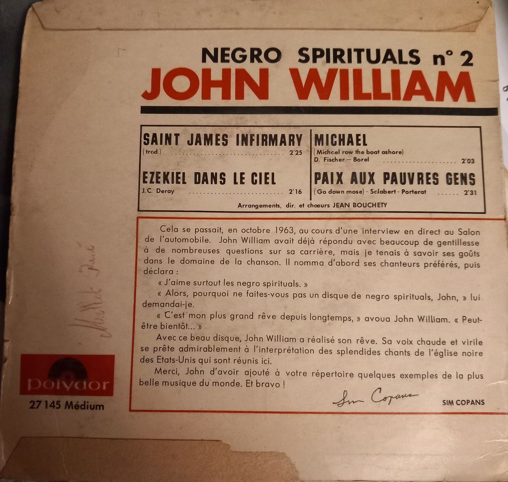 JOHN WILLIAM / 2 X DISQUES VYNIL 45 TOURS CD et vinyles