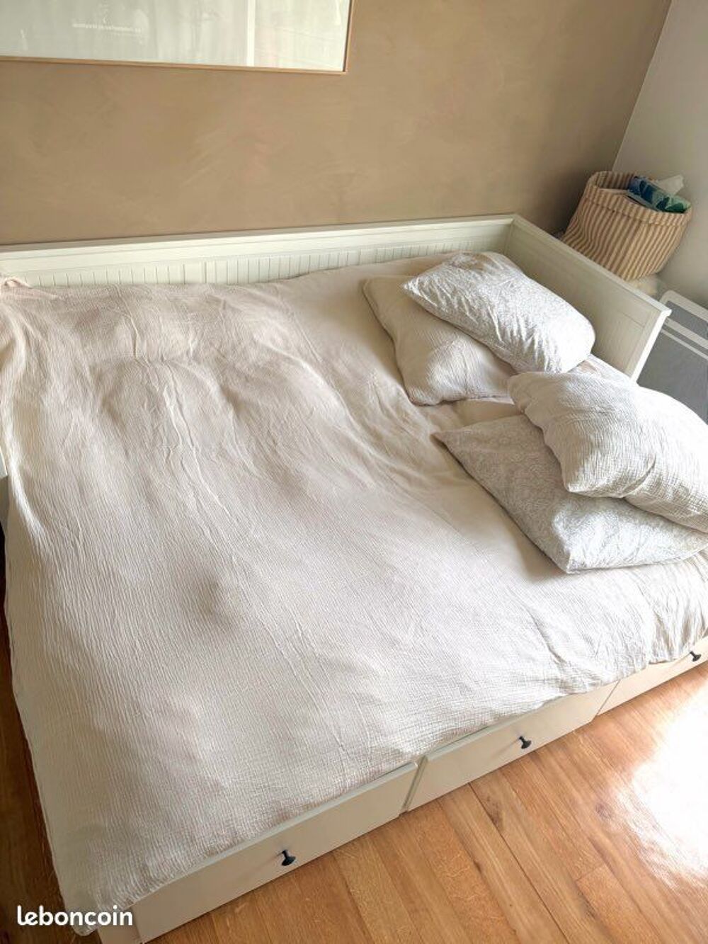 Lit banquette HEMNES IKEA blanc 2 places Meubles