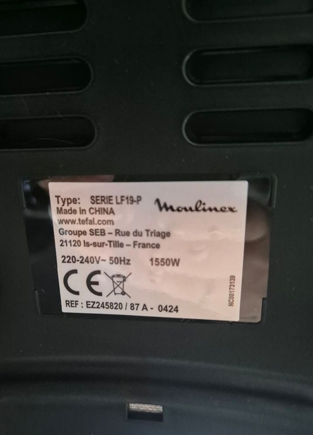 AIRFRIER MOULINEX LF19-p tr&egrave;s bon &eacute;tat Electrom�nager