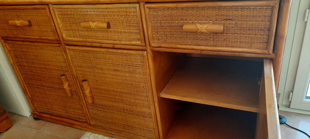 MEUBLE BAS 3 PORTE - ROTIN et BAMBOU Meubles