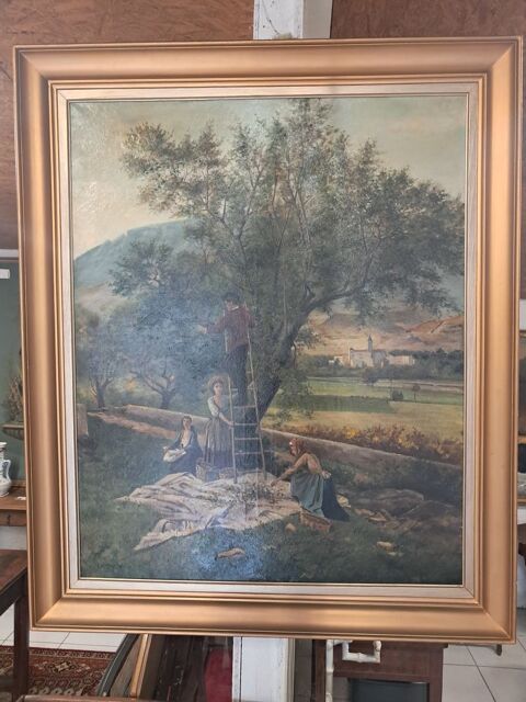 Tableau, huile sur toile ancienne 249 Château-l'Évêque (24)