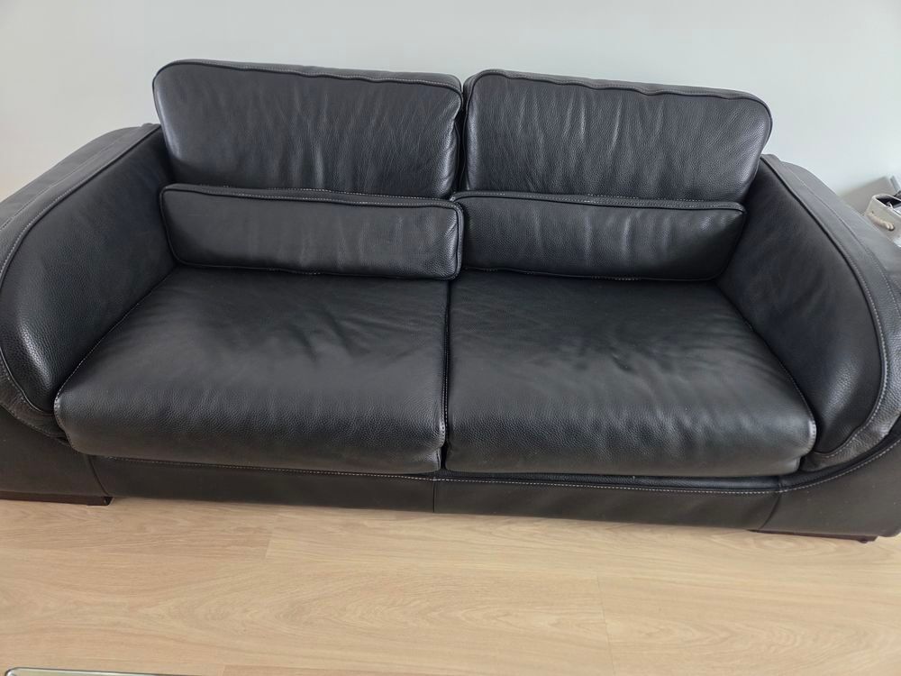 Canape cuir noir 3 places Meubles