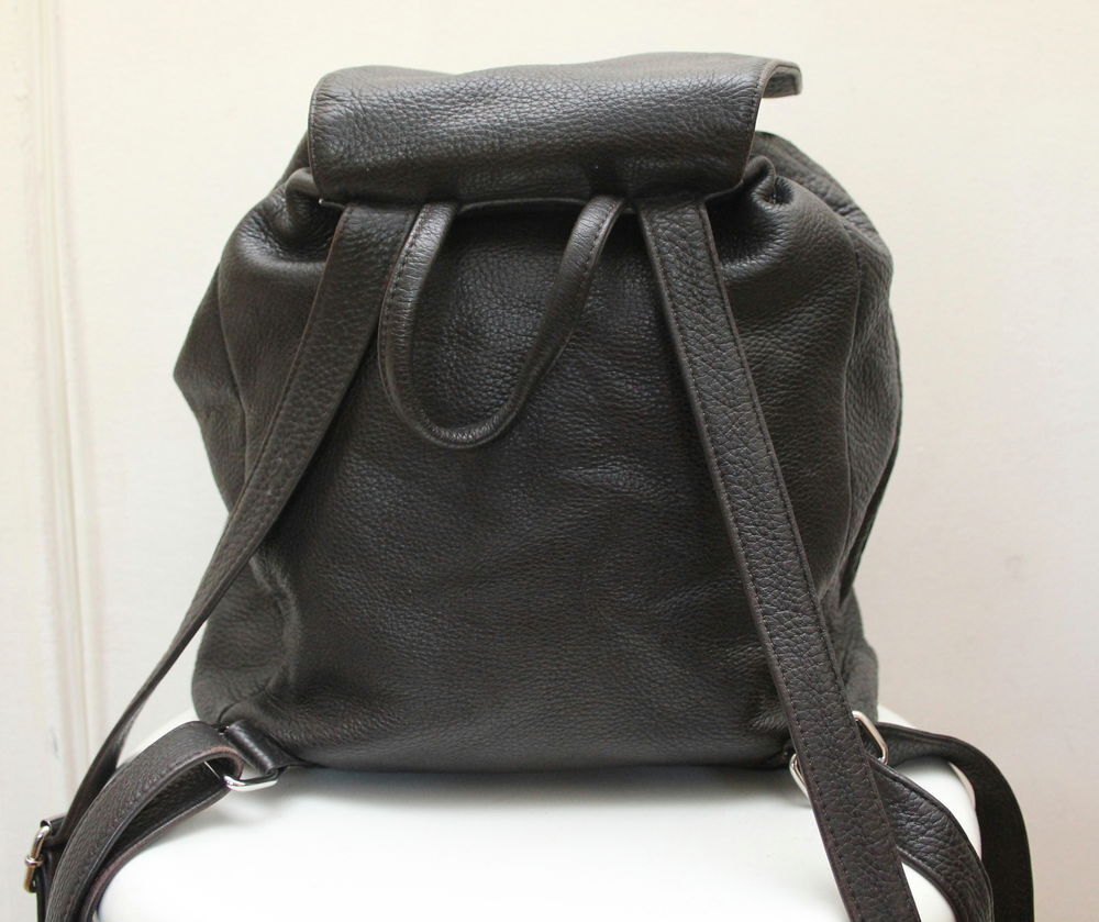 Sac &agrave; dos cuir chocolat LA BAGAGERIE Maroquinerie