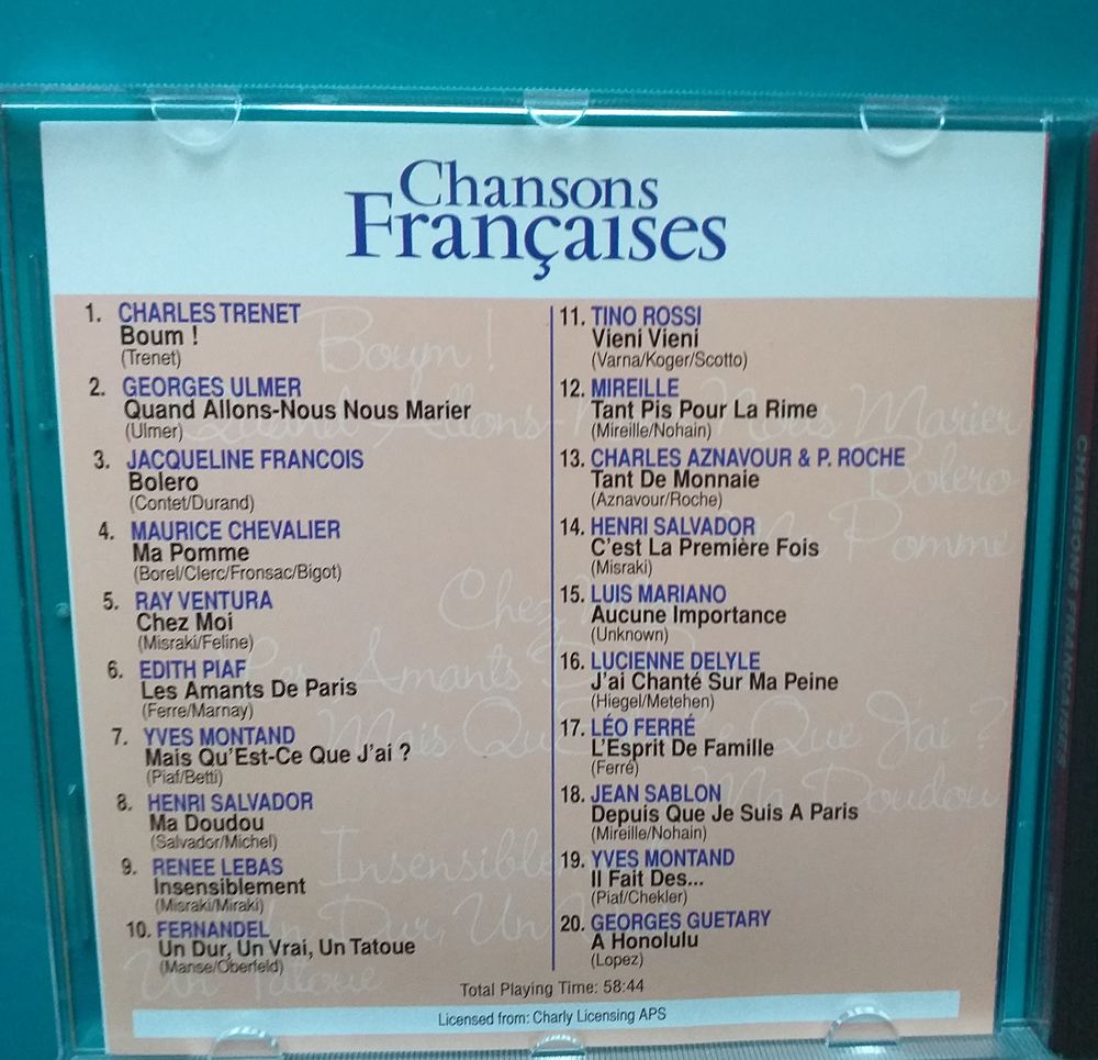 CHANSONS fran&ccedil;aises num&eacute;ro 2, lot de 3 CD CD et vinyles