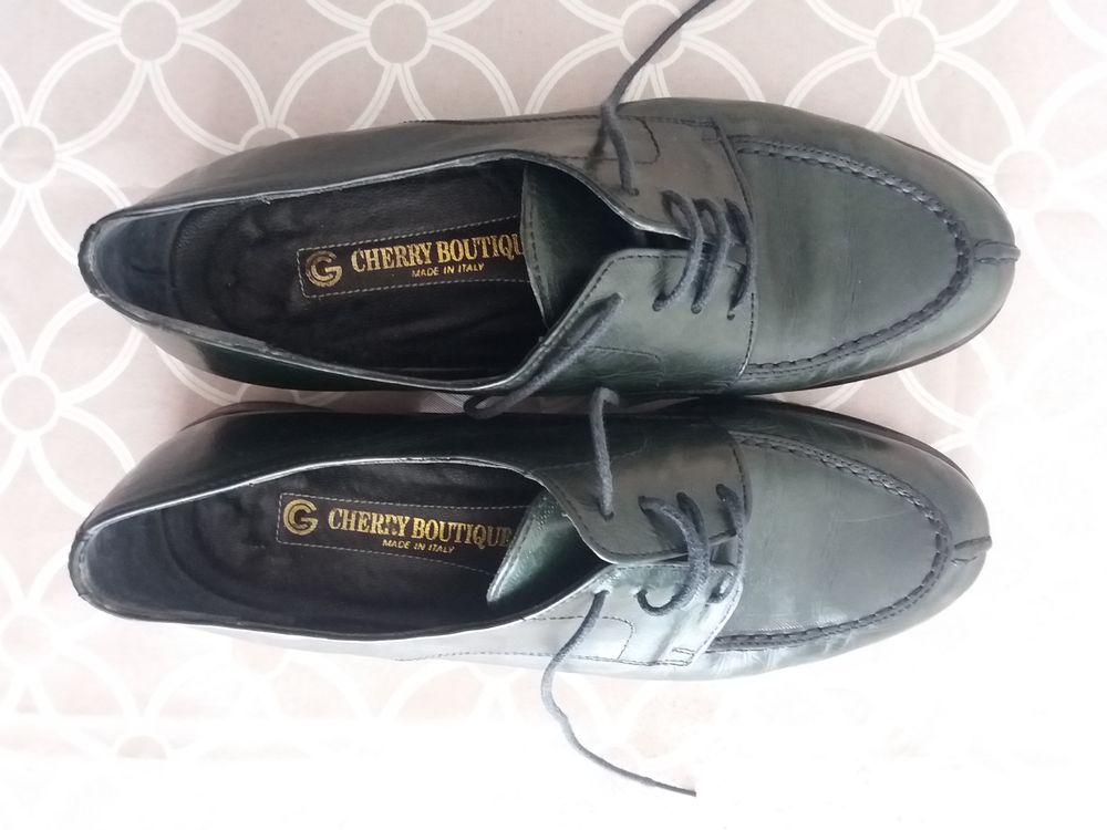 Derby femme tout cuir vert 37 Chaussures