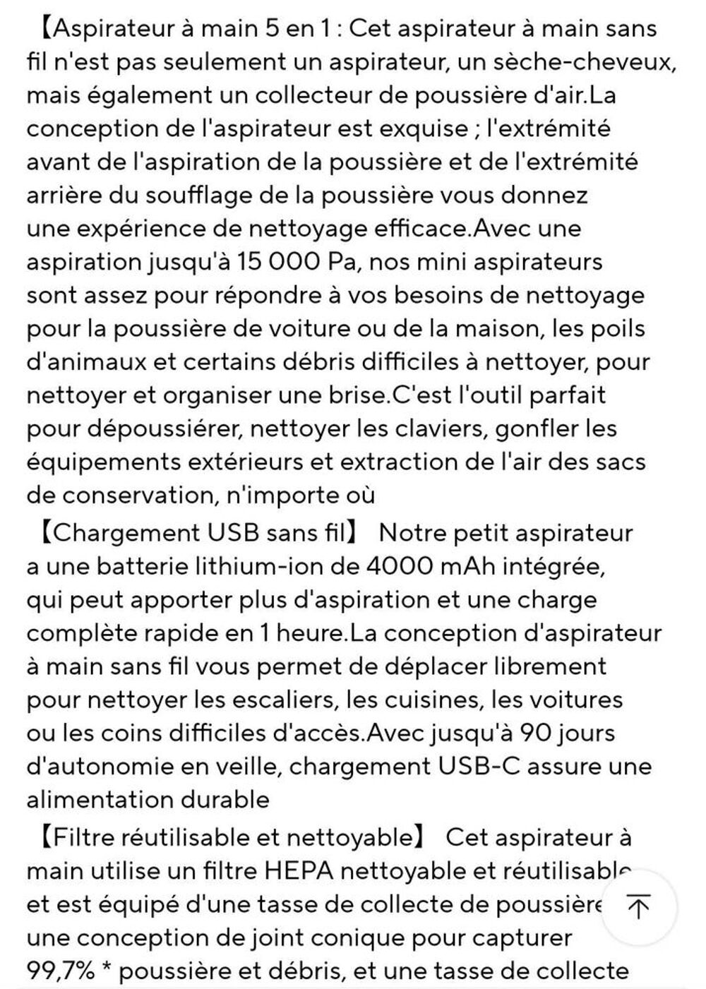 aspirateur automobile rechargeable puissant Electroménager