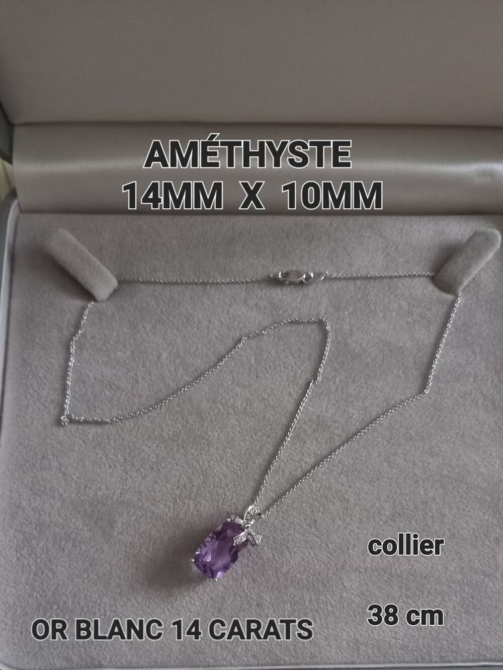 COLLIER OR 14 carats et AMETHYSTE Bijoux et montres