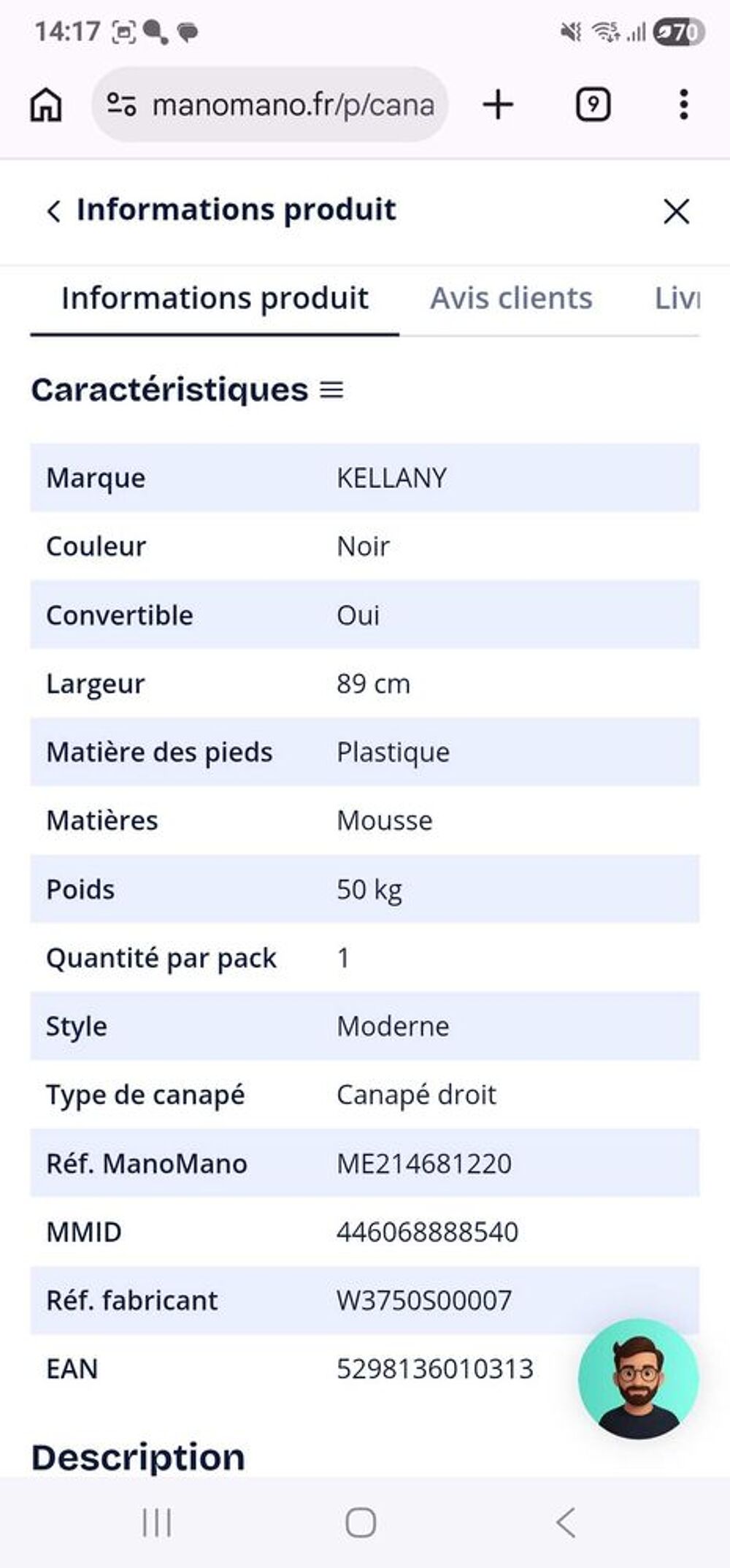 Canap&eacute; 2 places en chenille €" NEUF €" Jamais utilis&eacute; €" 319€ Meubles
