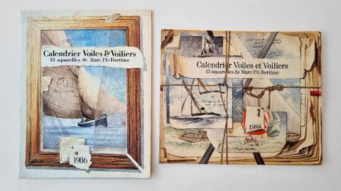 Calendriers   Voiles & Voiliers   de 1986 & 1988, aquarelles 30 Sainte-Genevive-des-Bois (91)