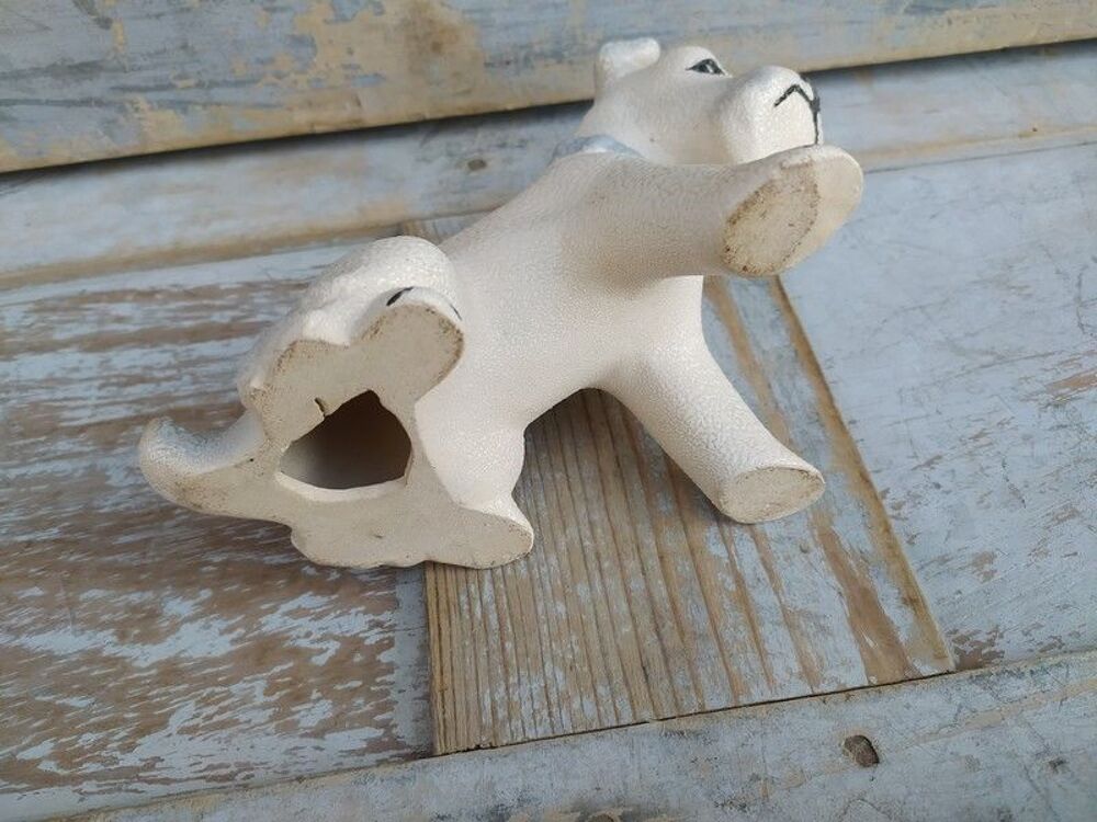 Chien Fox Terrier C&eacute;ramique Fa&iuml;ence &Eacute;mail Crisp&eacute; Art D&eacute;co 