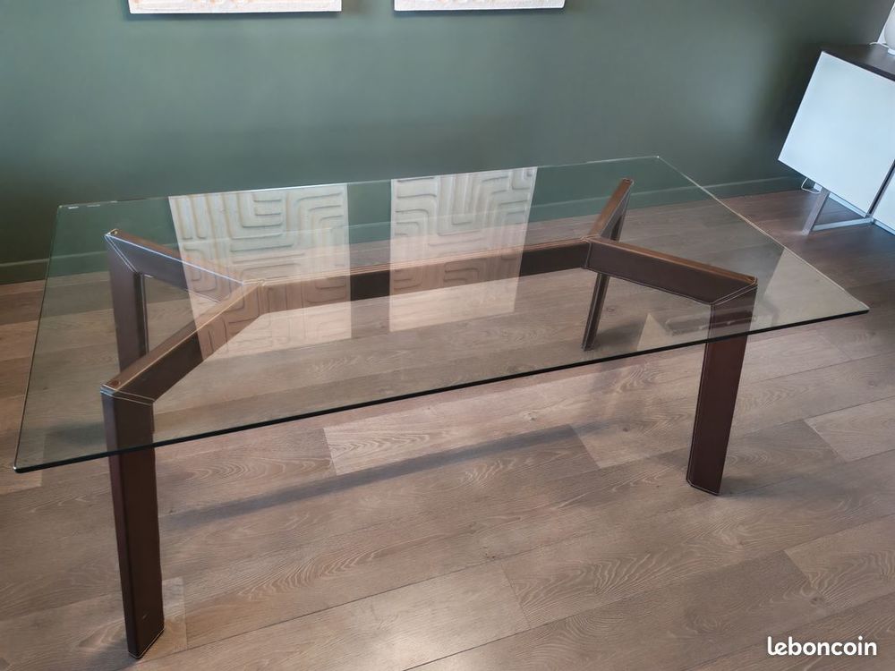 TABLE REPAS plateau verre 6 &agrave; 8 personnes Meubles