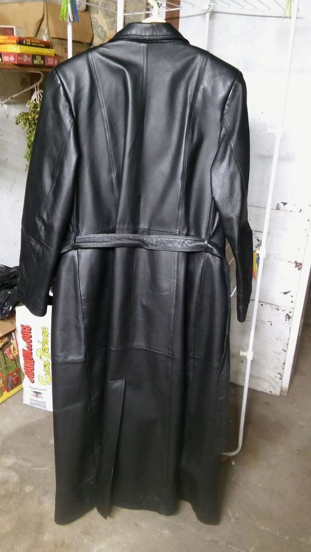 manteau en cuir noir long Vêtements