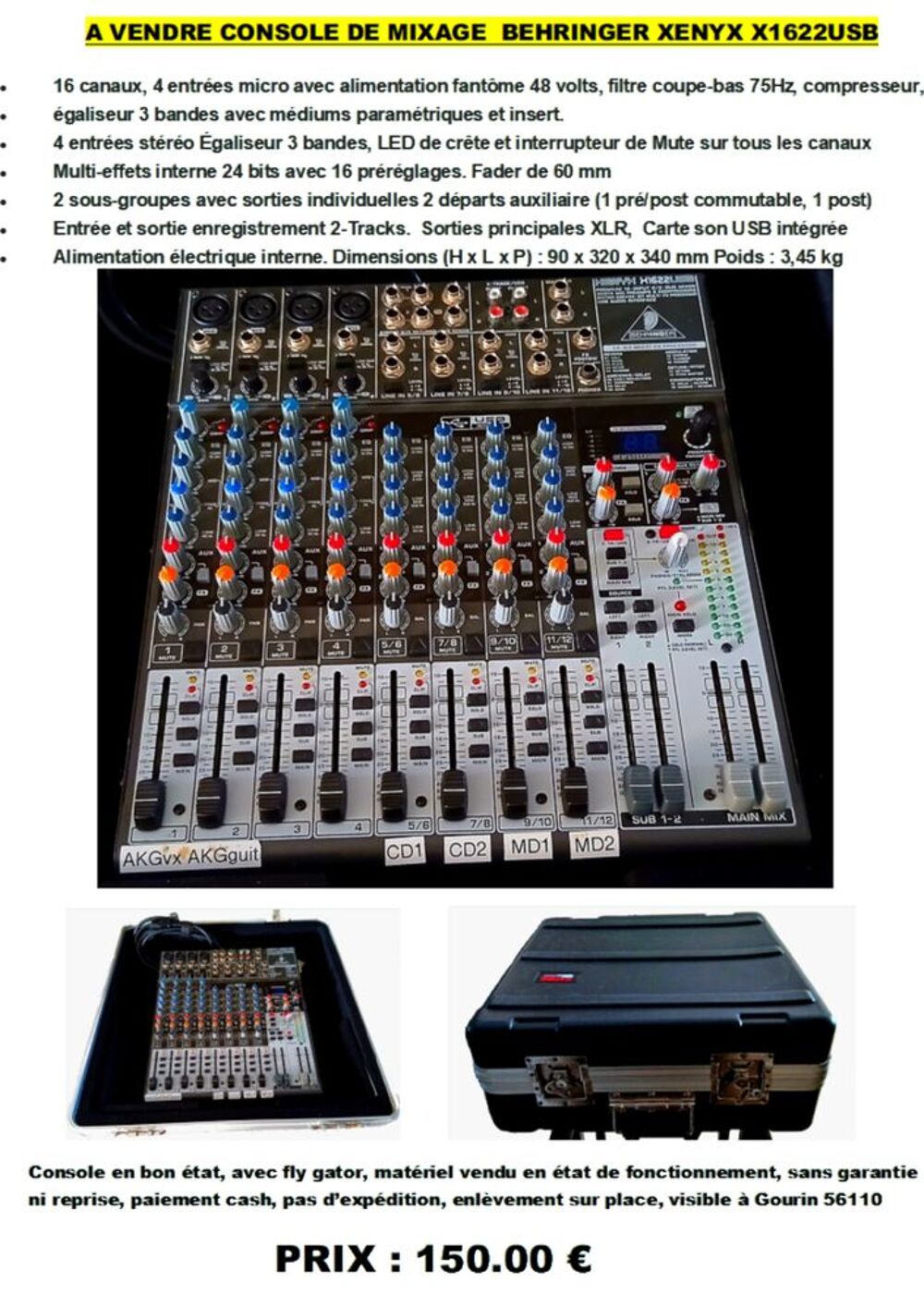 Console de mixage BEHRINGER XENYX X1622 USB Instruments de musique