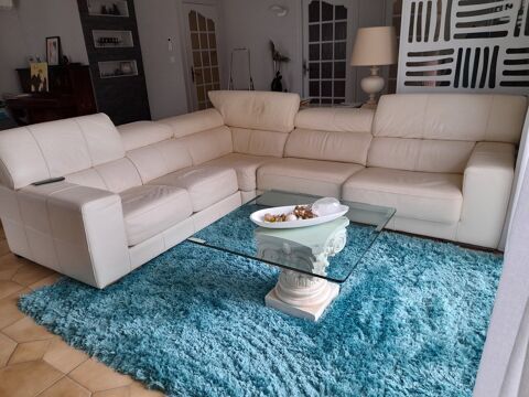 Canap d'angle en cuir blanc - Confortable et lgant 280 Revel-Tourdan (38)