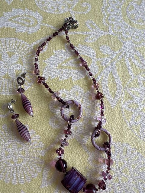 Vendre parure collier et boucles d'oreilles en verre Murano, 30 Trignac (44)