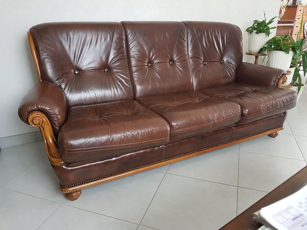 salon en cuir marron Meubles