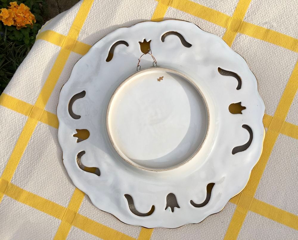 Plat d&eacute;coratif vintage (1960,esprit Vallauris) ; c&eacute;ramique Décoration