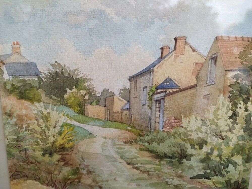 Tableau Aquarelle Paysage de Hameau Antoine Barbier
