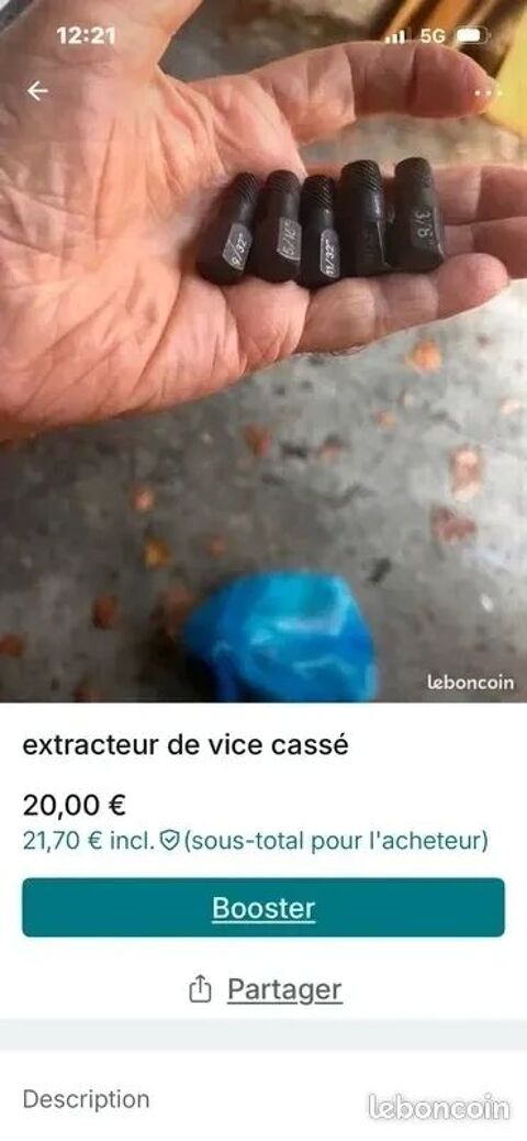 Extracteur de vice cassé petit diamètre Meyzieu (69)