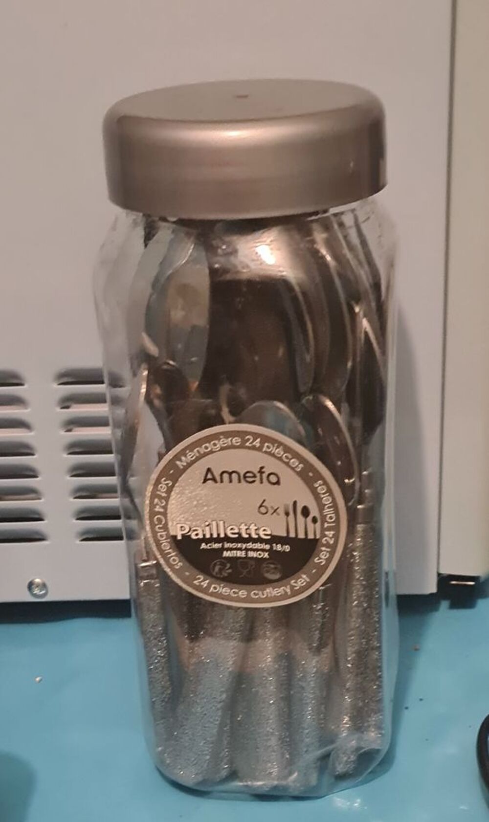 Lot 24 couverts,Amefa, neuf. Gris paillet&eacute; Décoration