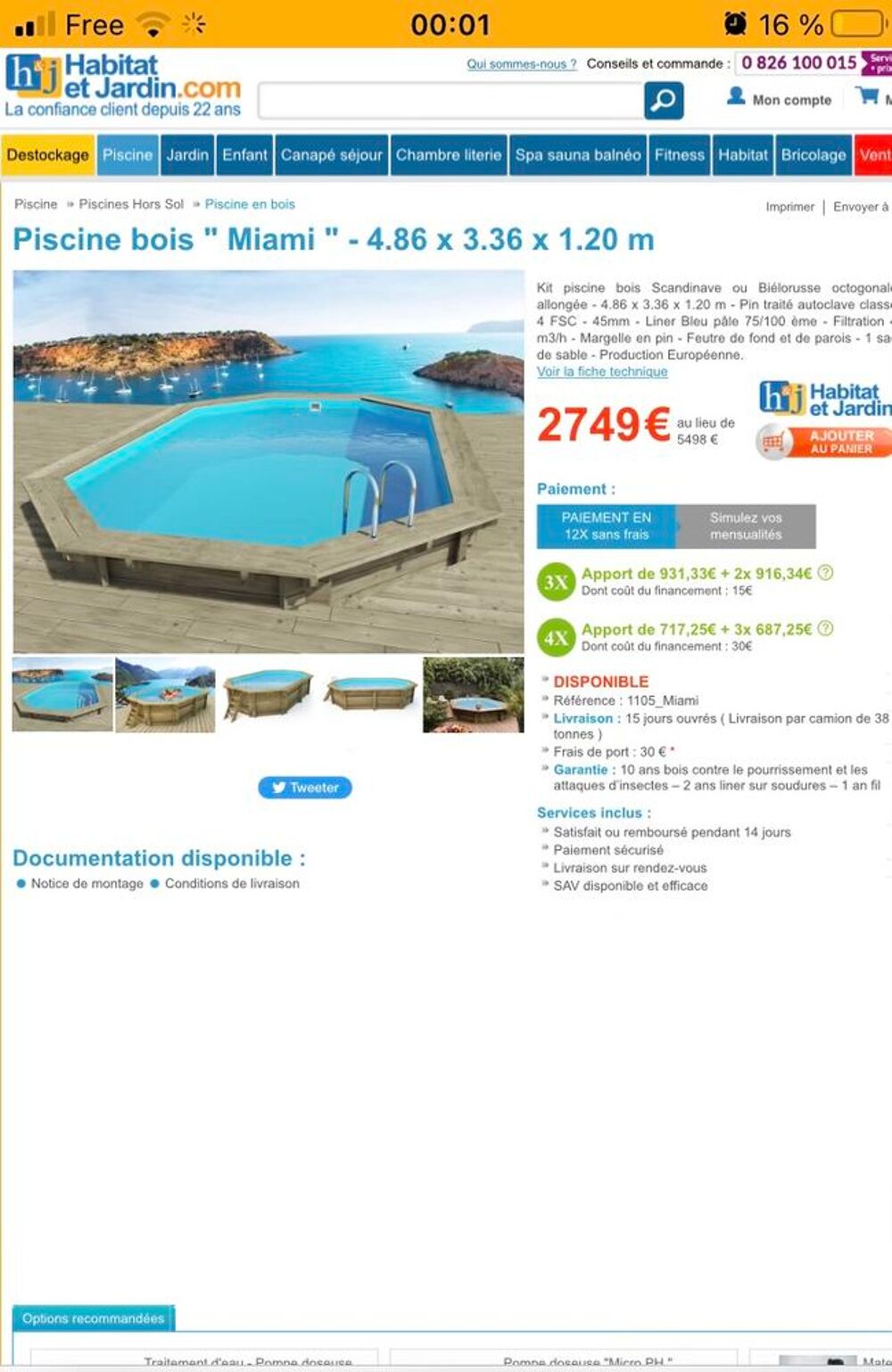 Piscine hors sol bois Jardin