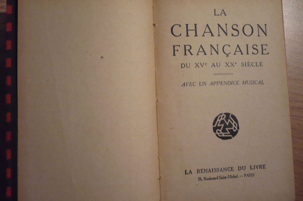 LA CHANSON FRAN&Ccedil;AISE DU XVe au XXe SI&Egrave;CLE (sans date) Livres et BD