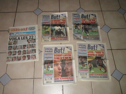 LOT VIEUX JOURNAUX FOOTBALL P.S.G 2001 BUT  26 Villepinte (93)