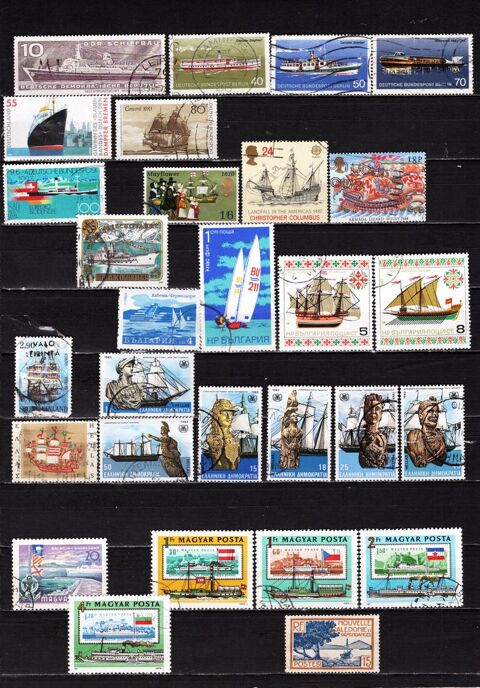 Lot de 69 timbres d'EUROPE avec des BATEAUX 4 Les glisottes-et-Chalaures (33)