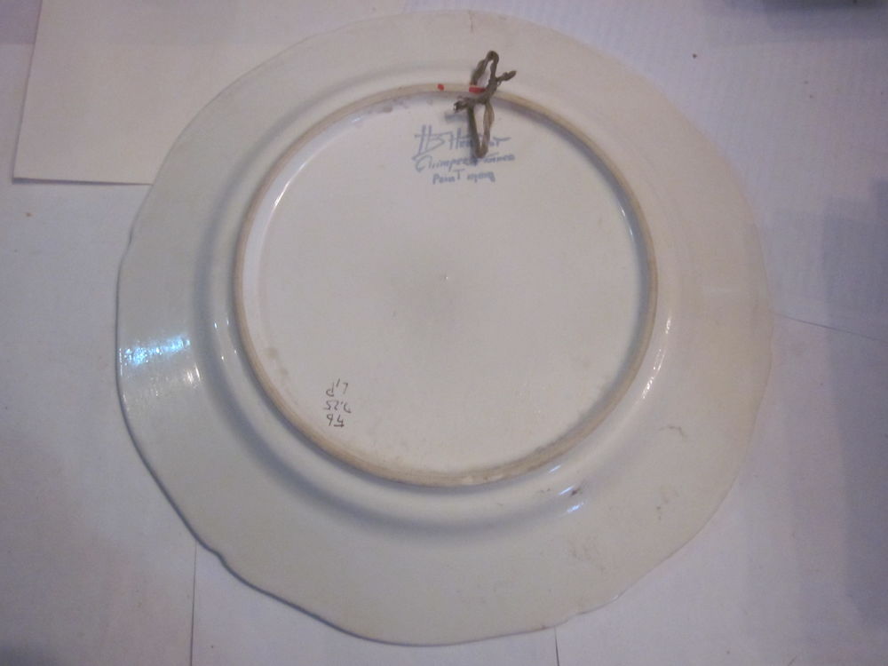 assiette HB HENRIOT QUIMPER breton fumant sa pipe 