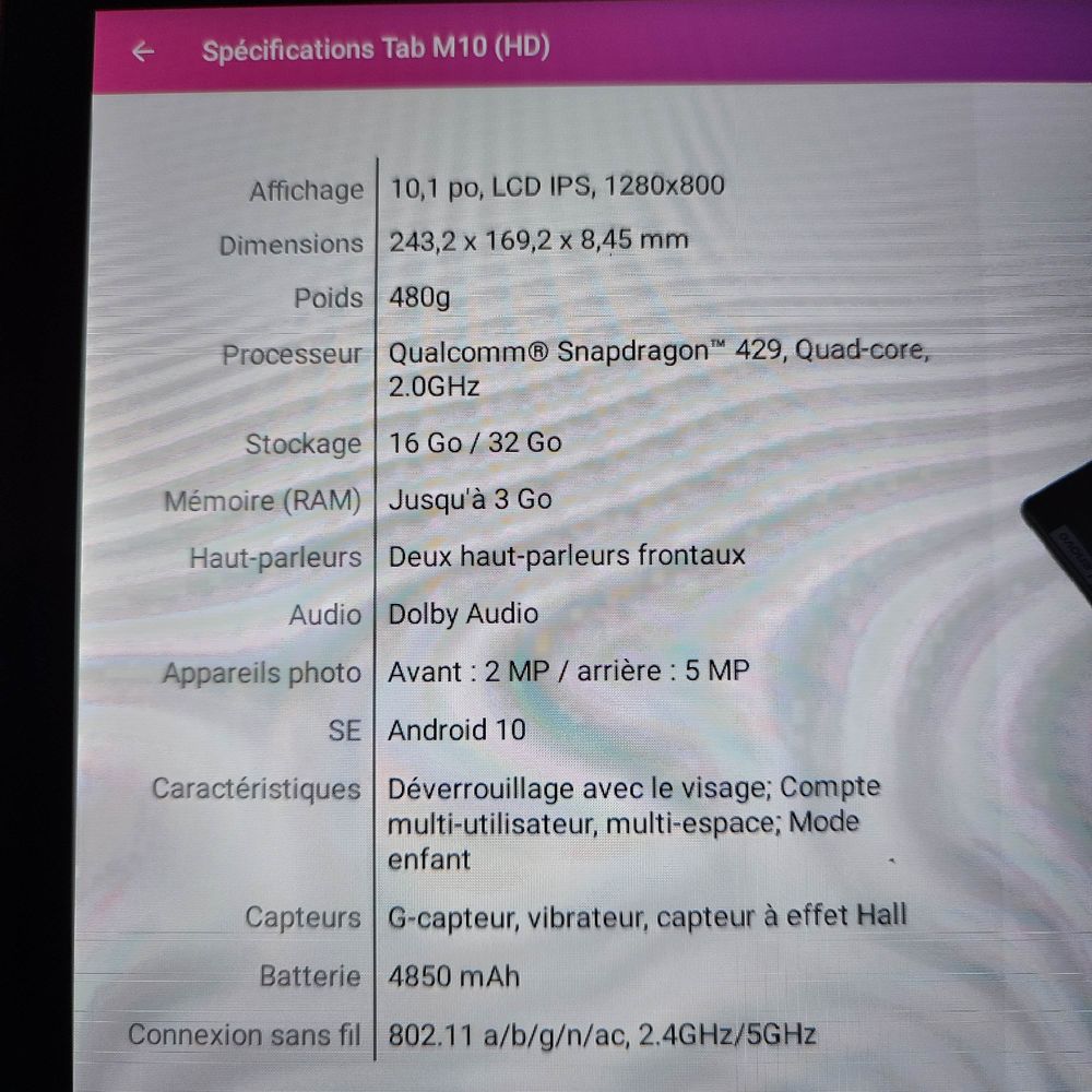 Tablette Lenovo Tab M10 Android T�l�phones et tablettes