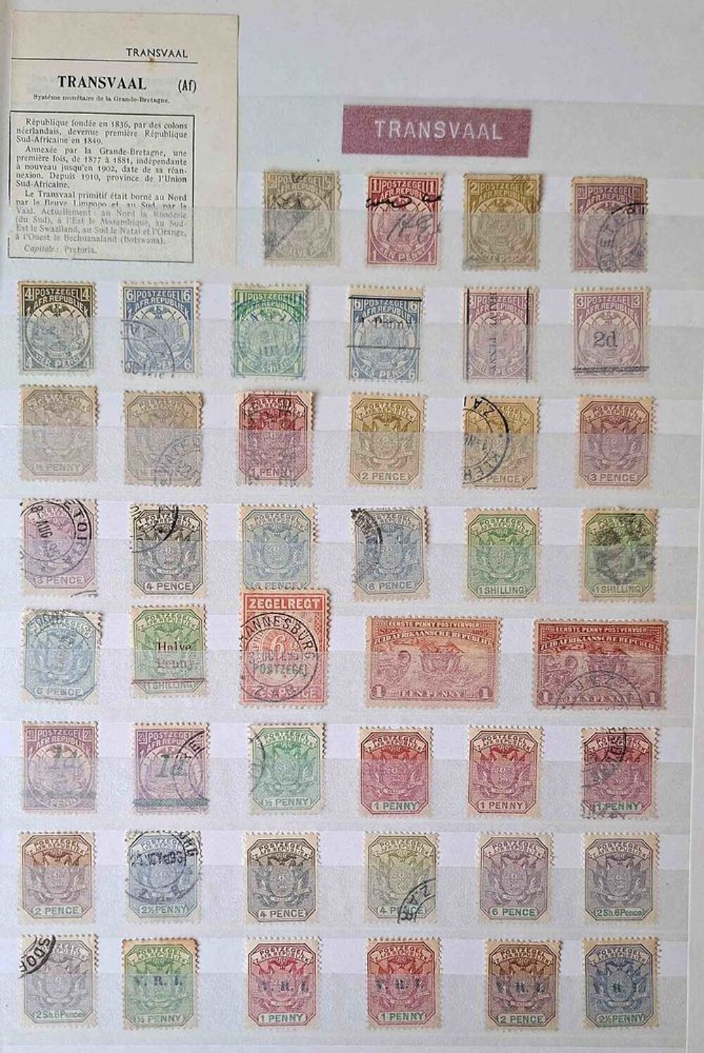 S&eacute;rie de timbres de collection du Transvaal 