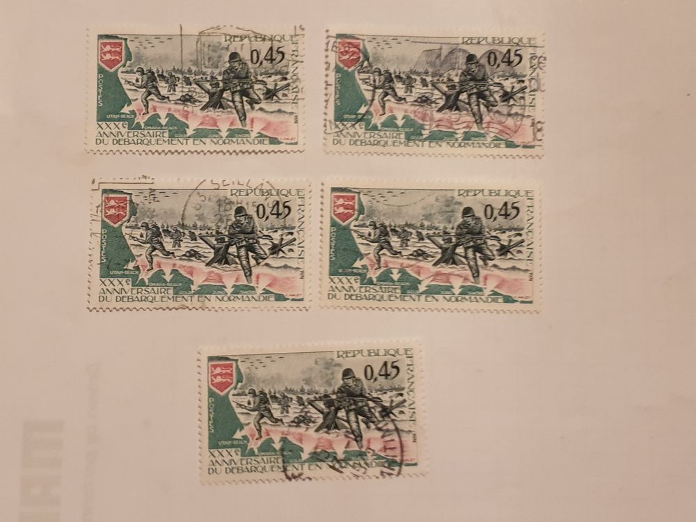Timbre france 30&egrave;me anni d&eacute;barquement 1974 -lot 0.75 euro 