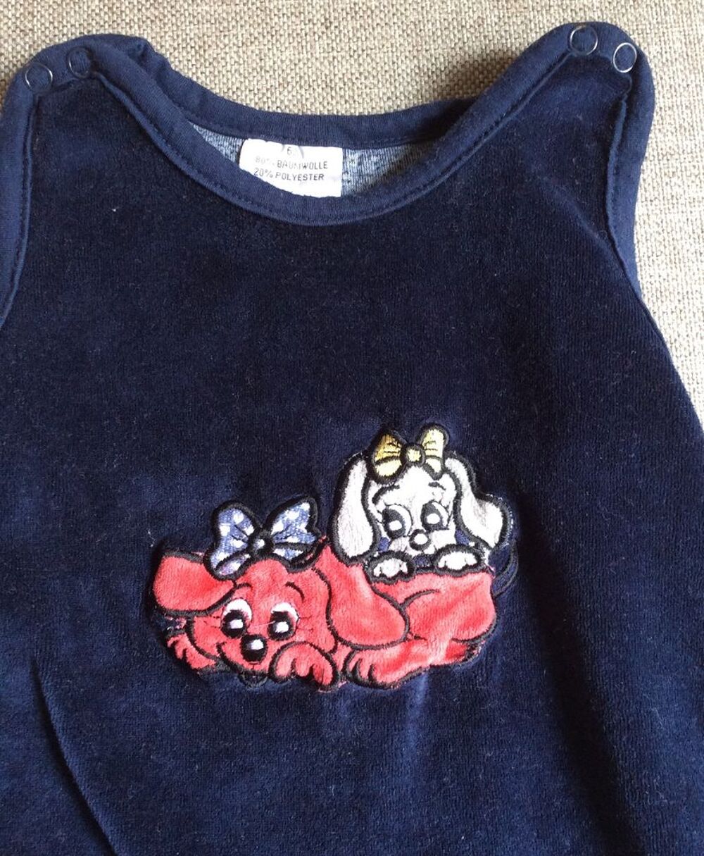 Grenouill&egrave;re / Pyjama sans manche bleu marine chiens - 62 Vêtements enfants