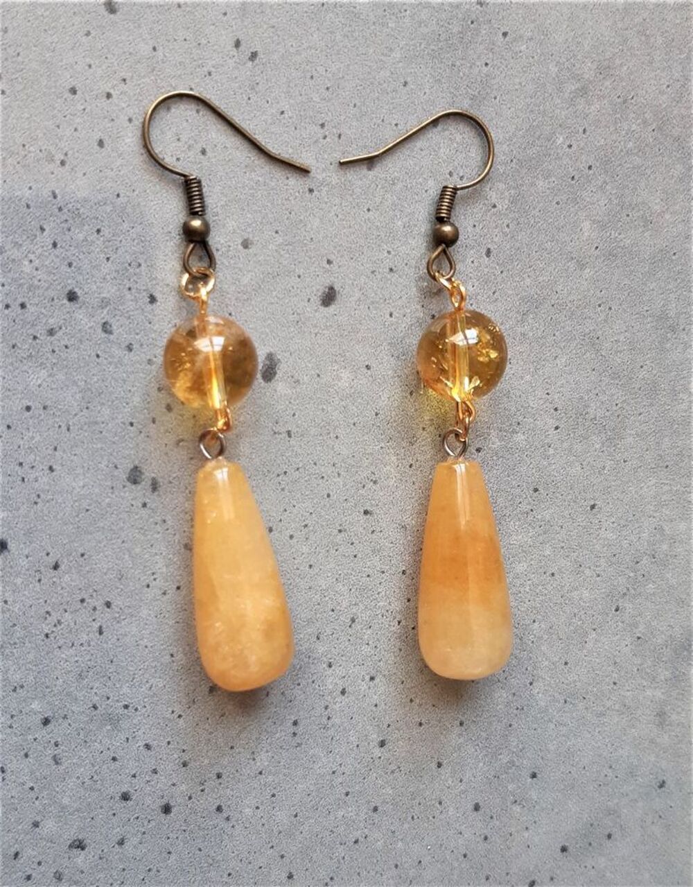 Boucles d'oreilles pierres calcite orange et citrine Bijoux et montres