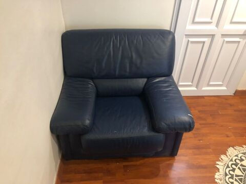 2 fauteuils vritable cuir en bleu 0 Mauguio (34)
