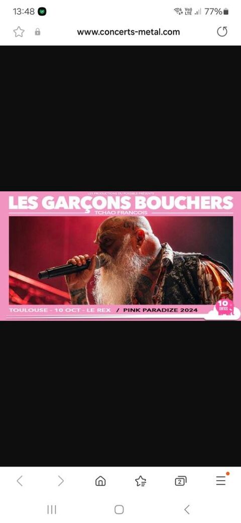 1 place concert Garons Boucher le 10/10 a Toulouse 24 Toulouse (31)