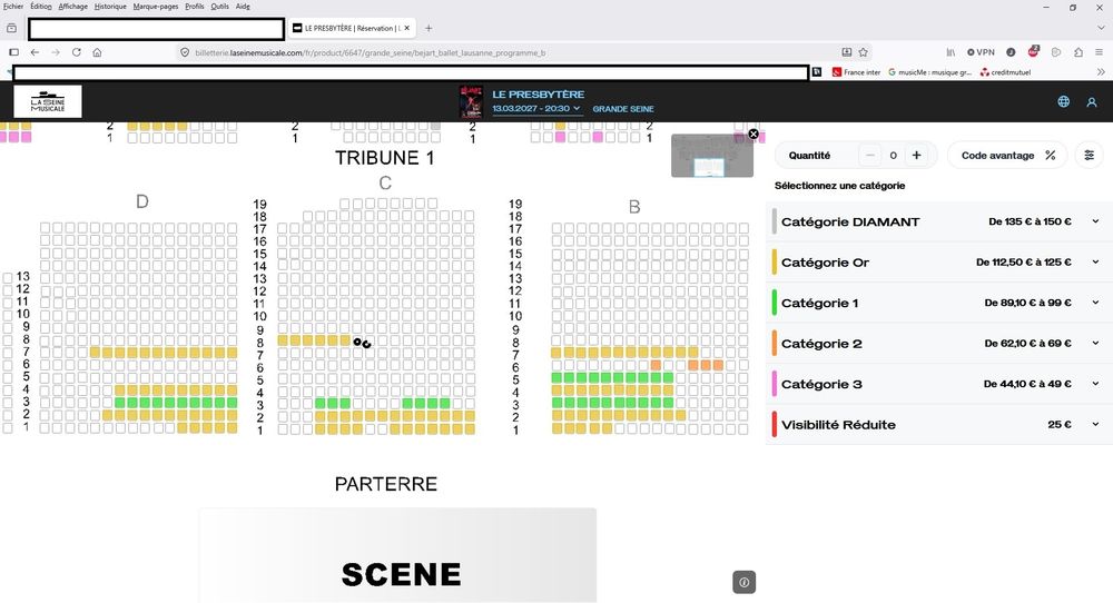 2 Places de ballet B&eacute;jart le presbyt&egrave;re - La sc&egrave;ne Mus Billetterie