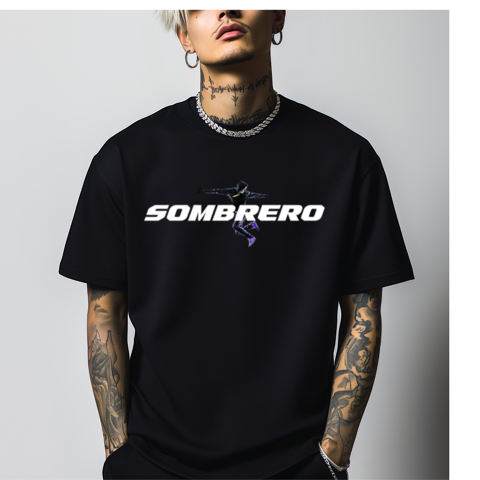 T-shirt streetwear oversize noir SOMBRERO - coton �pais 270g 15 Al�s (30)