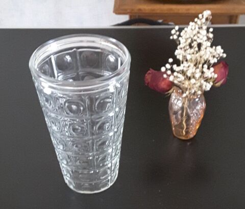 Vase transparent en verre moul� - Vintage 10 Limoges (87)