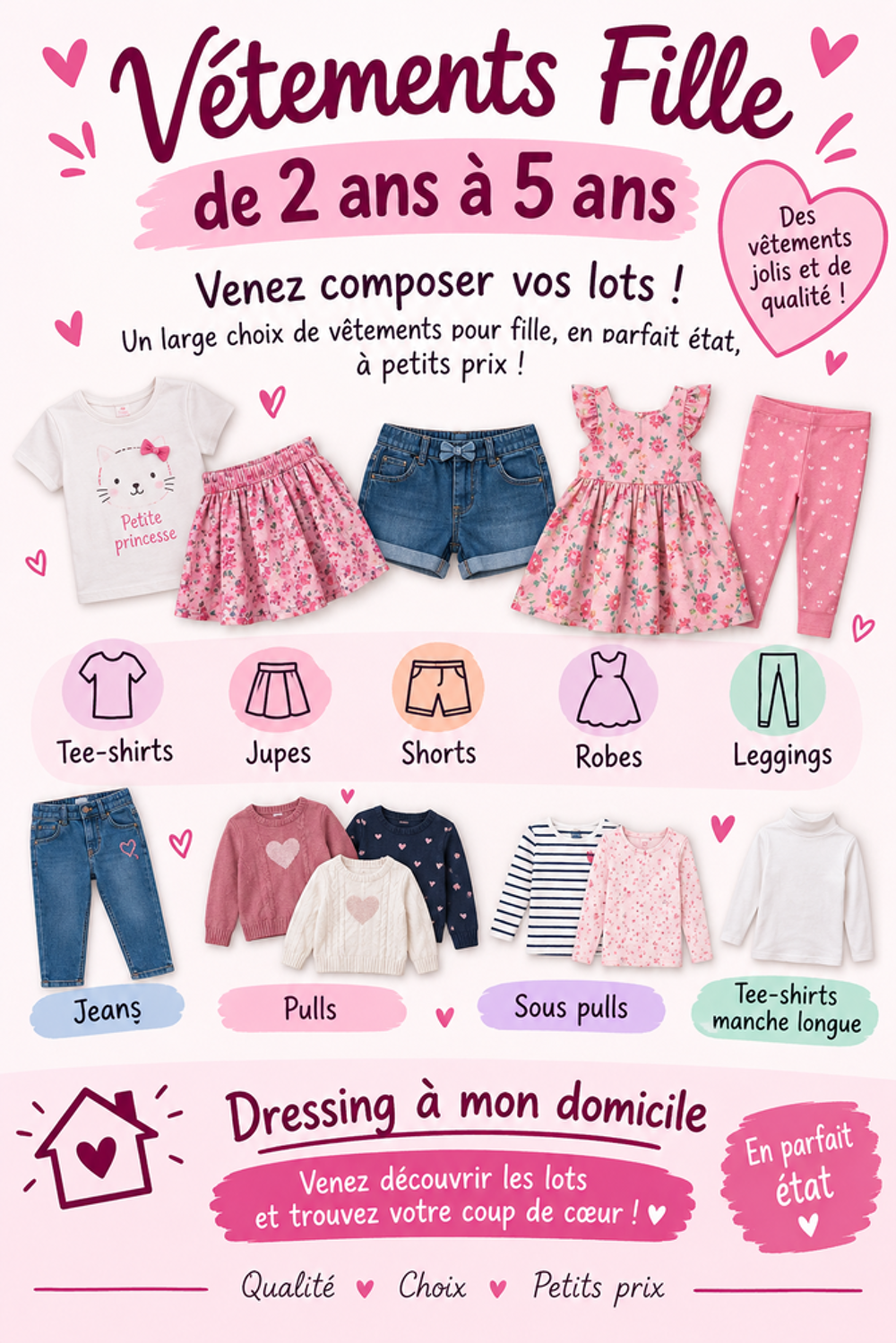 Vetement fille de 2 ans &agrave; 5 ans Vêtements enfants