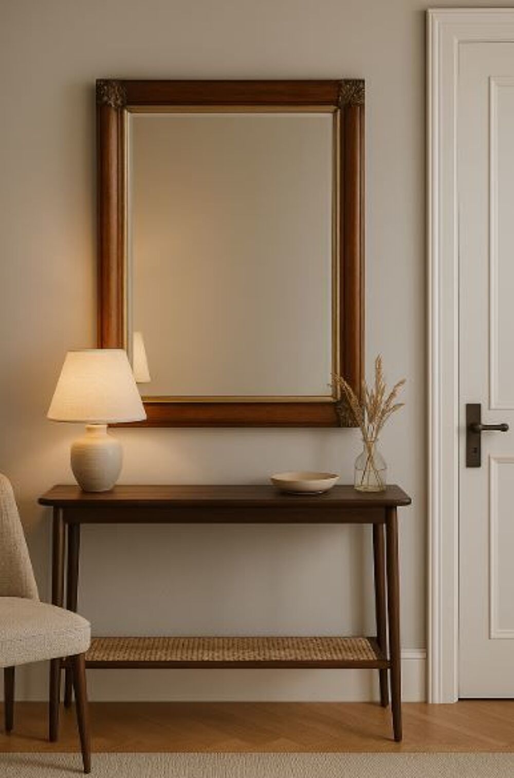 Miroir mural en bois dor&eacute; esprit classique chic Décoration