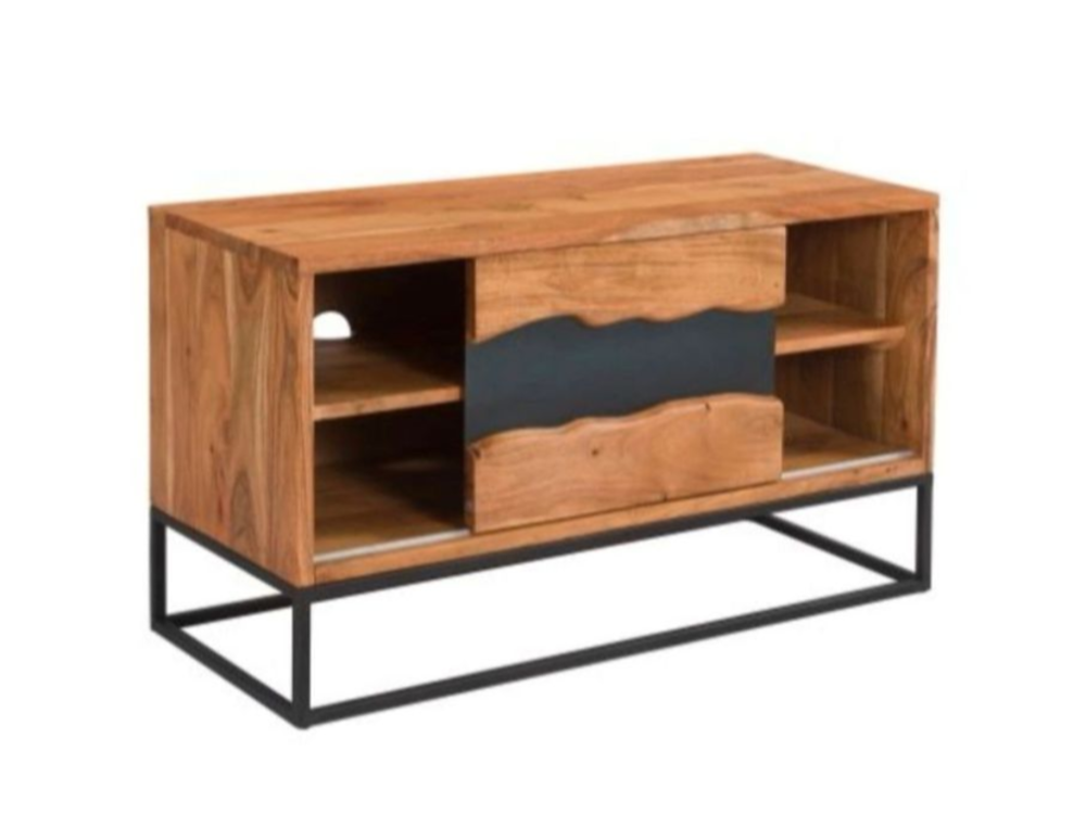 Meuble TV bois d'acacia et m&eacute;tal Meubles
