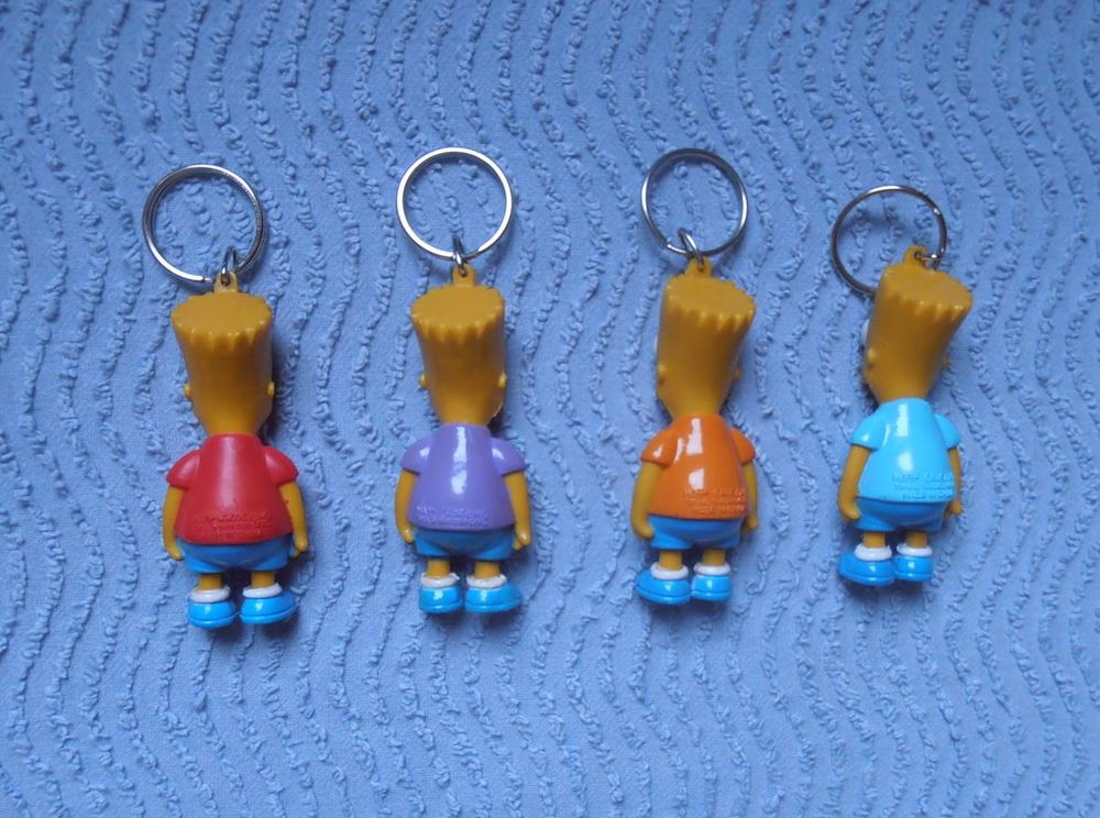 Porte cl&eacute;s/clefs Vintage figurines Bart Simpson en plastique 